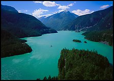 Turquoise waters in Diablo lake, North Cascades National Park Service Complex. Washington, USA.