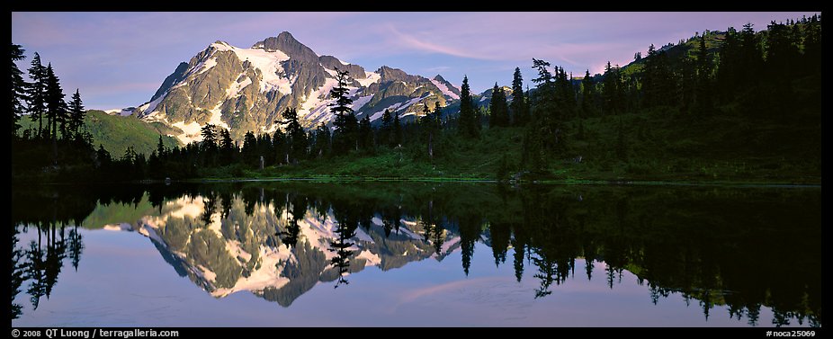 Lake with mountain reflection, North Cascades National Park. Washington, USA.