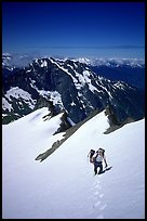 Ascending Sahale Peak,  North Cascades National Park. Washington, USA.
