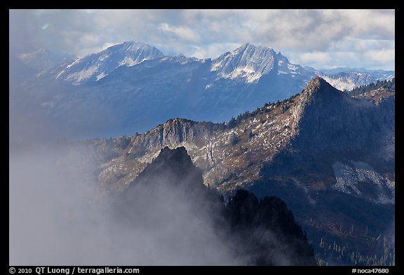 Mountain ridges and clouds, North Cascades National Park.  (color)