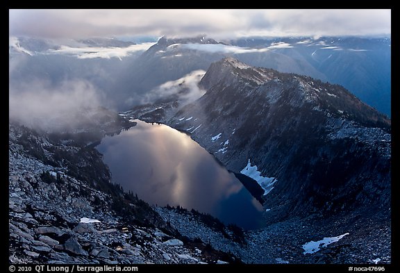 Hidden Lake with moonlight reflected, North Cascades National Park.  (color)