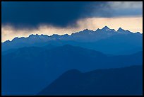 Storm clouds over layered ridges, North Cascades National Park.  ( color)