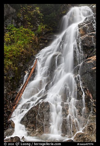 Waterfall along North Fork of the Cascade River, North Cascades National Park.  (color)