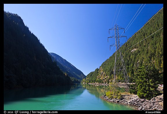 Gorge Lake and power lines,  North Cascades National Park Service Complex.  (color)