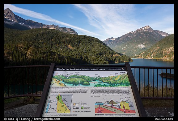 Shaping the Land interpretive sign at Lake Diablo overlook, North Cascades National Park Service Complex.  (color)