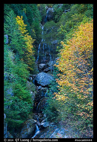 Waterfall in autumn, North Cascades National Park Service Complex. Washington, USA.