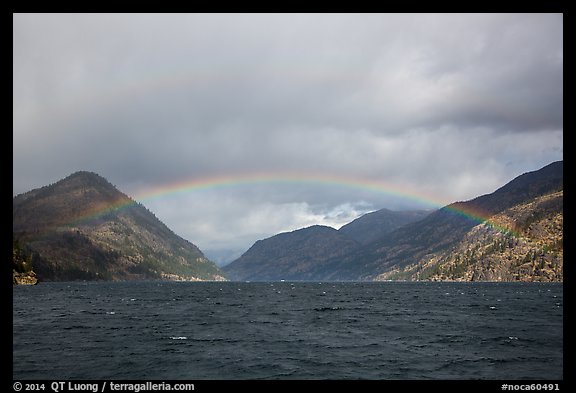 Rainbow over Lake Chelan, North Cascades National Park Service Complex. Washington, USA.
