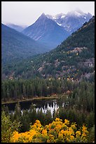 Coon Lake and Agnes peak in autumn, North Cascades National Park Service Complex.  ( color)
