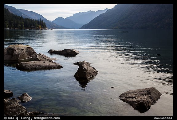 Rocks, Lake Chelan, Stehekin, North Cascades National Park Service Complex. Washington, USA.