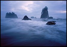 Seastacks, surf, and clouds, Second Beach. Olympic National Park ( color)