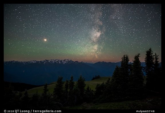 Milky Way over Olympic Mountains. Olympic National Park, Washington, USA.
