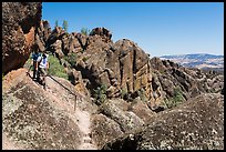 Hikers on rugged section of High Peaks trail. Pinnacles National Park ( color)