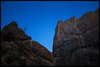 Machete Ridge at night with stary sky. Pinnacles National Park ( color)