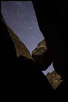 Sky with stars above Balconies Cave. Pinnacles National Park, California, USA. (color)