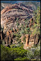 Pinnacles, trees, and Balconies cliffs. Pinnacles National Park, California, USA. (color)