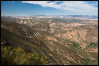 Looking towards San Andreas rift zone from Chalone Peak. Pinnacles National Park, California, USA. (color)