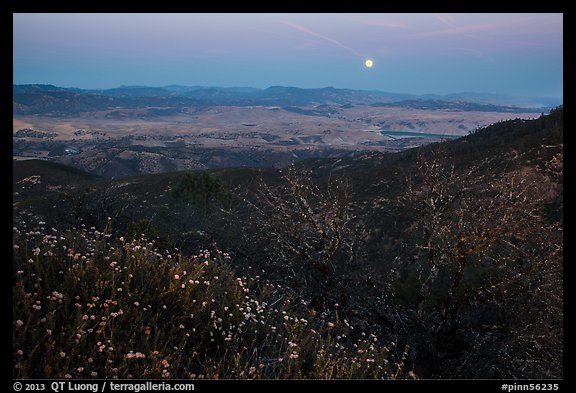 Moonrise from North Chalone Peak. Pinnacles National Park, California, USA.