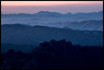High Peaks and Gabilan Mountains ridges at sunset. Pinnacles National Park ( color)