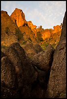 Pinnacle rocks above at sunset. Pinnacles National Park ( color)