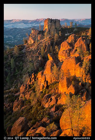 Last light on Pinnacles and Square Block Rock. Pinnacles National Park (color)