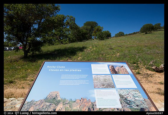 Interpretive sign near West entrance. Pinnacles National Park, California, USA.