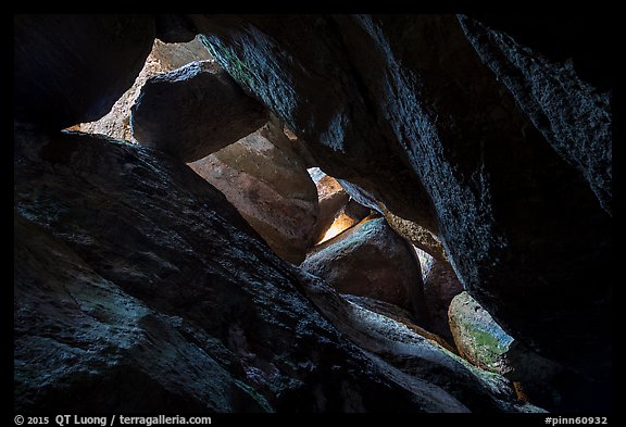 Looking up Bear Gulch Cave. Pinnacles National Park (color)