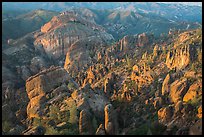 Innumerable rock spires and cliffs seen at sunset. Pinnacles National Park ( color)