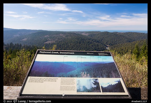 Redwood Creek interpretive sign. Redwood National Park, California, USA.