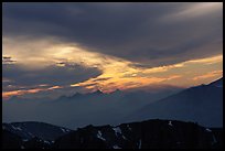 Clouds and mountain range at sunset. Sequoia National Park ( color)