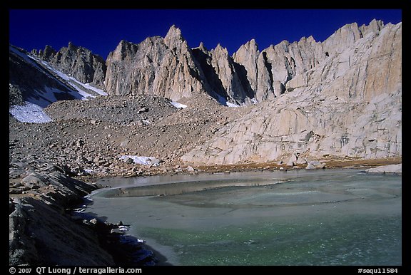 Frozen Trail Camp Pond and Mt Whitney chain. Sequoia National Park (color)
