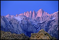Alabama hills and Mt Whitney, dawn. Sequoia National Park ( color)