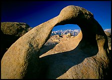 Alabama Hills Arch II and Sierra Nevada, early morning. Sequoia National Park, California, USA. (color)