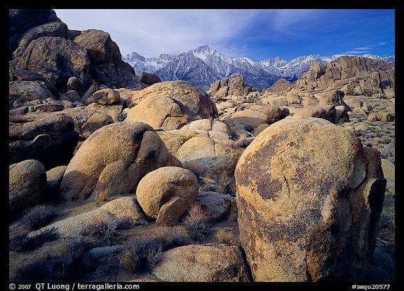 Boulders in Alabama Hills, Lone Pine Peark, and Mt Whitney. Sequoia National Park (color)
