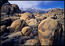 Boulders in Alabama Hills, Lone Pine Peark, and Mt Whitney. Sequoia National Park, California, USA.