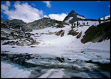 Monarch lake half-frozen in early summer. Sequoia National Park ( color)