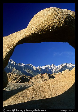 Alabama hills arch II and Sierras, early morning. Sequoia National Park, California, USA.