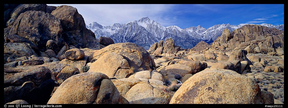 Alabama Hills boulders and Sierra Nevada. Sequoia National Park (color)