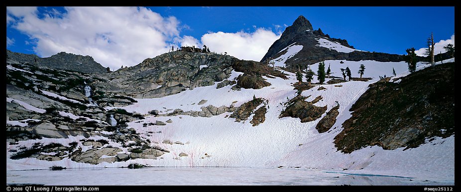 Frozen lake and neves in early summer. Sequoia National Park (color)