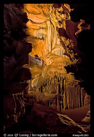 Subterranean passage with ornate cave formations, Crystal Cave. Sequoia National Park (color)