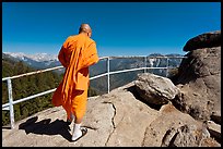 Buddhist Monk on Moro Rock. Sequoia National Park, California, USA. (color)