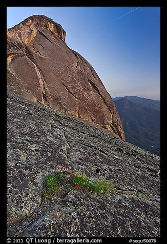 Granite slabs and dome of Moro Rock at sunset. Sequoia National Park (color)
