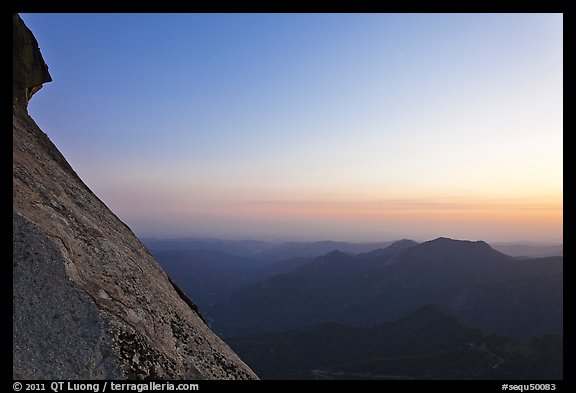 Moro Rock profile and foothills at sunset. Sequoia National Park (color)