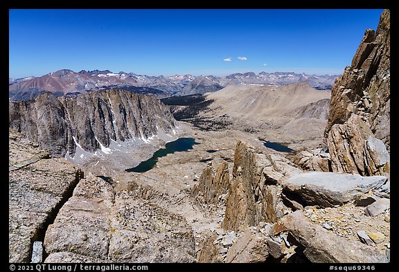 High Sierra View from Mt Whitney Trail Crest. Sequoia National Park, California, USA.