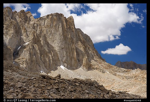 East Face of Keeler Needles and Mt Whitney, afternoon. Sequoia National Park, California, USA.