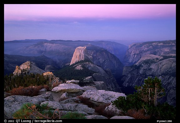 View of Yosemite Valley from Clouds Rest at dawn. Yosemite National Park (color)