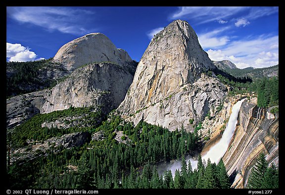 Nevada Falls and Liberty cap in summer. Yosemite National Park (color)