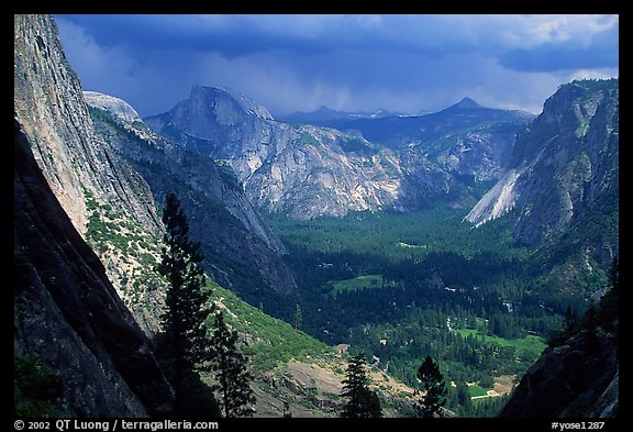 View of Yosemite Valley and Half-Dome from Yosemite Falls trail. Yosemite National Park (color)