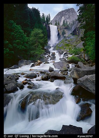 Vernal Fall and downstream cascades. Yosemite National Park, California, USA.