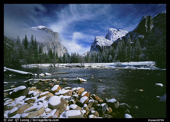 Valley View in winter. Yosemite National Park, California, USA.