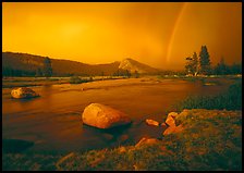 Tuolumne River, Lambert Dome, and rainbow, evening storm. Yosemite National Park ( color)